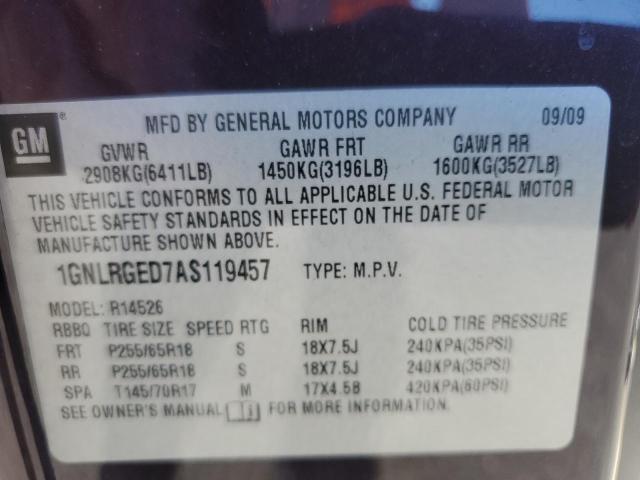 1GNLRGED7AS119457 - 2010 CHEVROLET TRAVERSE LT ბურგუნდია ფოტო 13