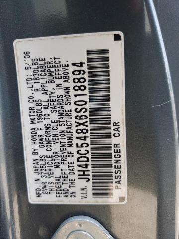 JH4DC548X6S018894 - 2006 ACURA RSX GRAY photo 12