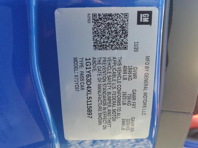 1G1Y63D4XL5115897 - 2020 CHEVROLET CORVETTE STINGRAY 1LT BLUE photo 13