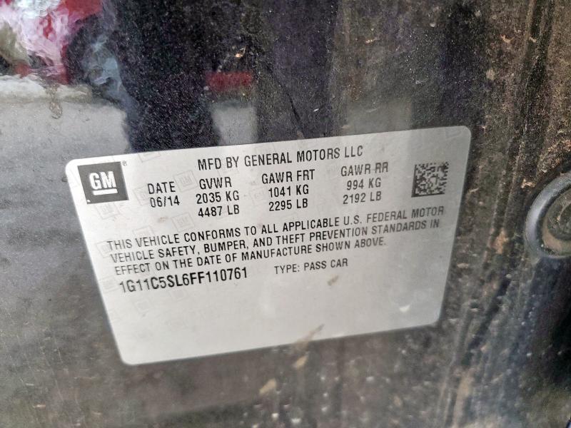 1G11C5SL6FF110761 - 2015 CHEVROLET MALIBU 1LT BLACK photo 13