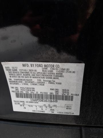 1FAHP2D83JG106449 - 2018 FORD TAURUS SE BLACK photo 12