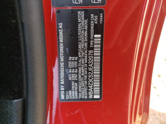 WBA4Z3C52JEA32078 - 2018 BMW 430XI RED photo 12