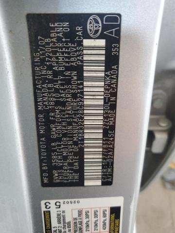 2T1BR32E28C927141 - 2008 TOYOTA COROLLA CE SILVER photo 12