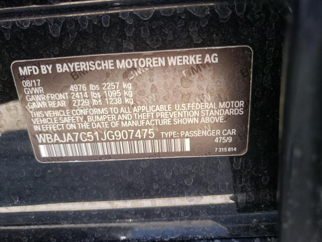 WBAJA7C51JG907475 - 2018 BMW 530 XI BLACK photo 12