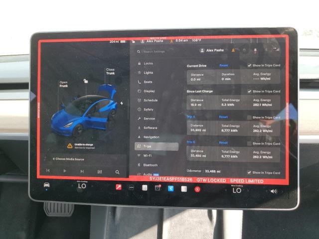 5YJ3E1EA5PF518526 - 2023 TESLA MODEL 3 Mavi fotoğraf 9