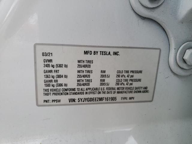 5YJYGDEE2MF161905 - 2021 TESLA MODEL Y Ağ foto 13