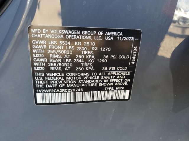 1V2WE2CA2RC220746 - 2024 VOLKSWAGEN ATLAS CROS SE Gris photo 13