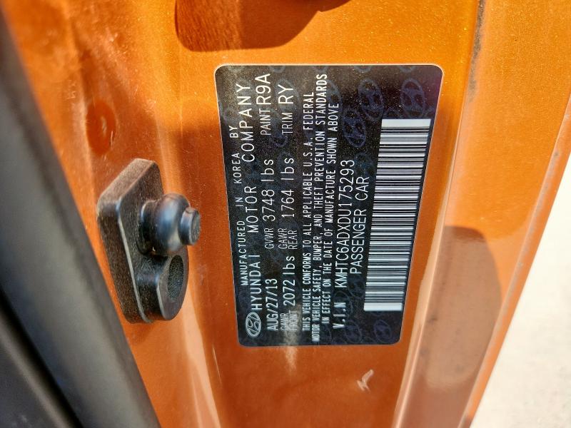 KMHTC6ADXDU175293 - 2013 HYUNDAI VELOSTER ORANGE photo 12