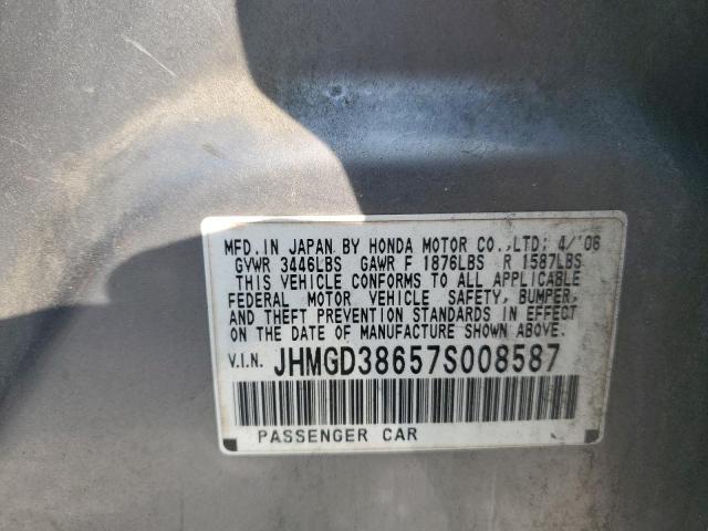 JHMGD38657S008587 - 2007 HONDA FIT S 灰色 照片 12