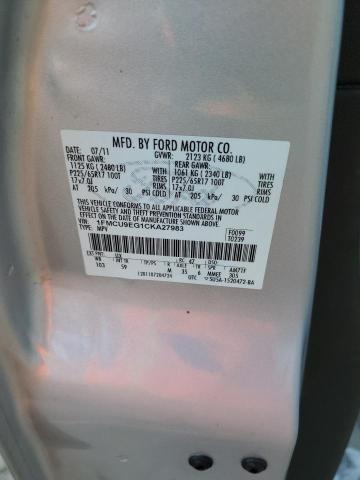 1FMCU9EG1CKA27983 - 2012 FORD ESCAPE LIMITED SILVER photo 13