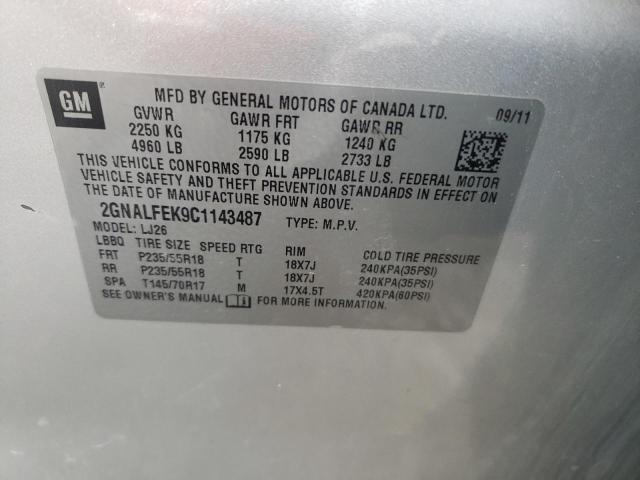 2GNALFEK9C1143487 - 2012 CHEVROLET EQUINOX LTZ SILVER photo 12