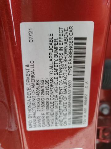 19UUB5F45MA015890 - 2021 ACURA TLX TECHNOLOGY 红色 照片 12