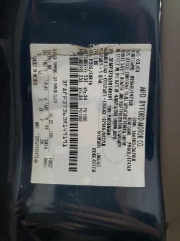 3FAFP37363R149191 - 2003 FORD FOCUS ZX5 BLUE photo 12