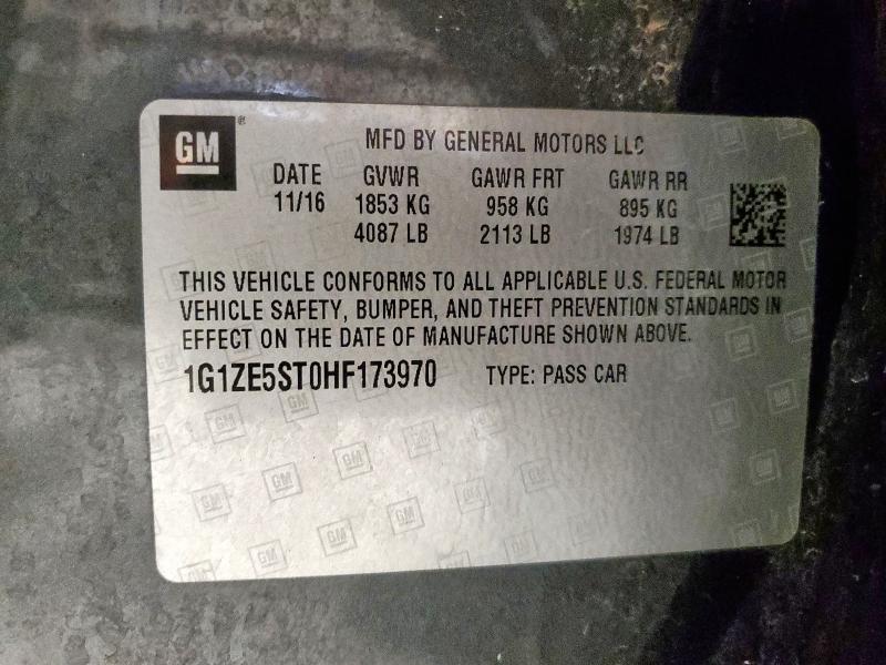 1G1ZE5ST0HF173970 - 2017 CHEVROLET MALIBU LT GRAY photo 13