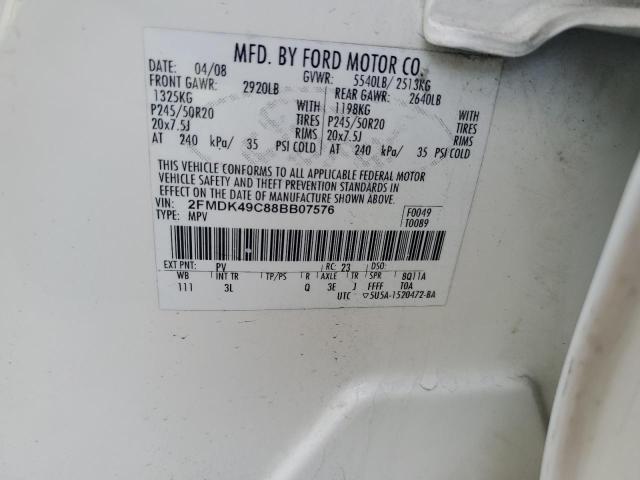 2FMDK49C88BB07576 - 2008 FORD EDGE SE LIMITED WHITE photo 13