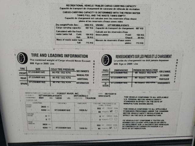 5ZT3SR3B0L6103475 - 2020 FOREST RIVER SABRE COBALT 38DBQ WHITE photo 10