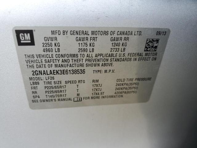 2GNALAEK3E6138536 - 2014 CHEVROLET EQUINOX LS SILVER photo 12