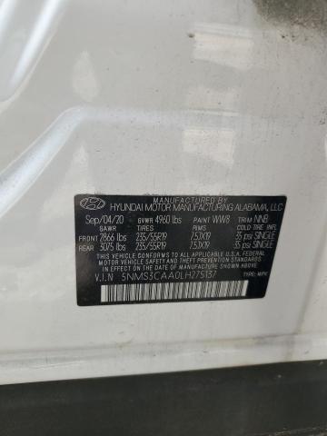 5NMS3CAA0LH275137 - 2020 HYUNDAI SANTA FE SEL WHITE photo 12