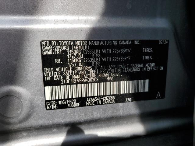 2T3F1RFV5RW436303 - 2024 TOYOTA RAV4 LE SILVER photo 13