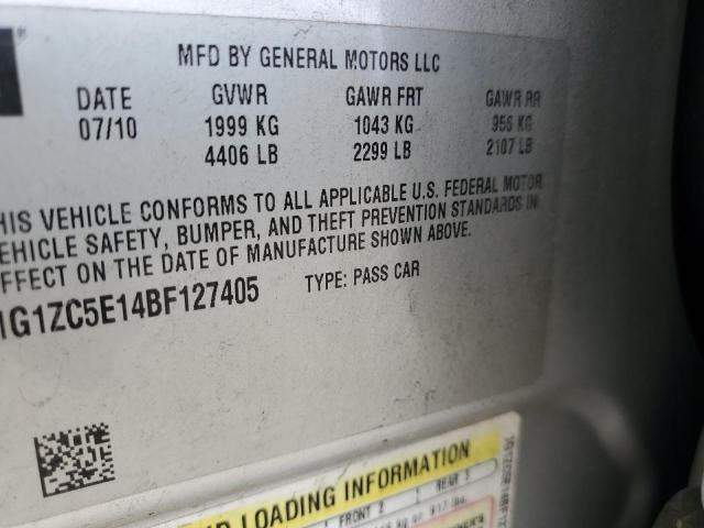 1G1ZC5E14BF127405 - 2011 CHEVROLET MALIBU 1LT ვერცხლისფერი ფოტო 12