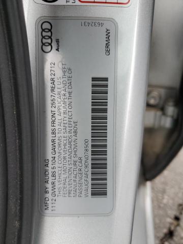 WAUGFAFC9DN078500 - 2013 AUDI A6 PREMIUM PLUS Күміс фото 12