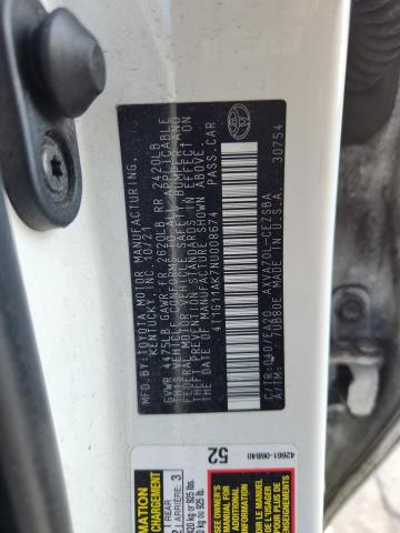 4T1G11AK7NU008674 - 2022 TOYOTA CAMRY SE WHITE photo 12