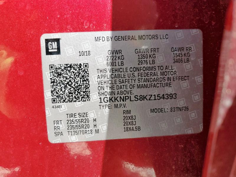 1GKKNPLS8KZ154393 - 2019 GMC ACADIA DENALI BURGUNDY photo 13