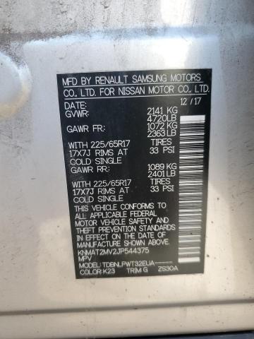 KNMAT2MV2JP544375 - 2018 NISSAN ROGUE S 银色 照片 13