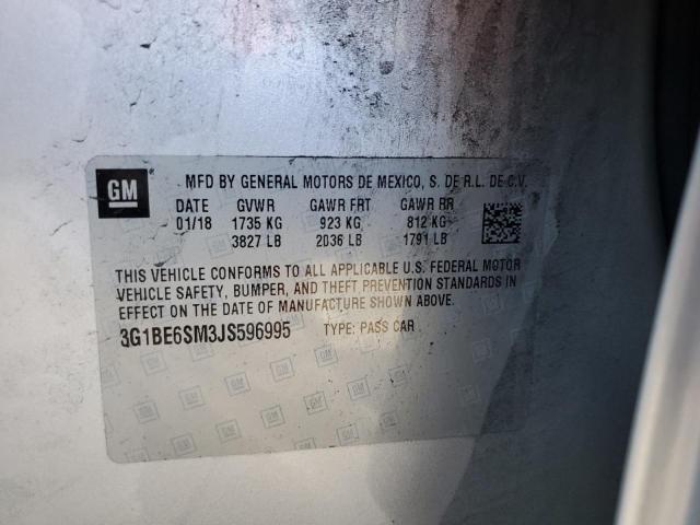 3G1BE6SM3JS596995 - 2018 CHEVROLET CRUZE LT ვერცხლისფერი ფოტო 12