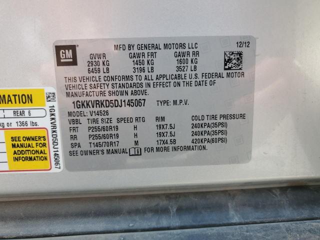 1GKKVRKD5DJ145067 - 2013 GMC ACADIA SLT-1 Gümüş foto 13