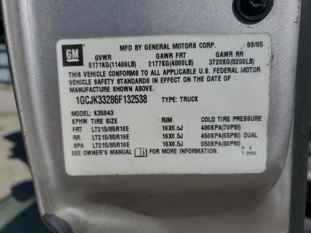 1GCJK33286F132538 - 2006 CHEVROLET SILVERADO K3500 ვერცხლისფერი ფოტო 12