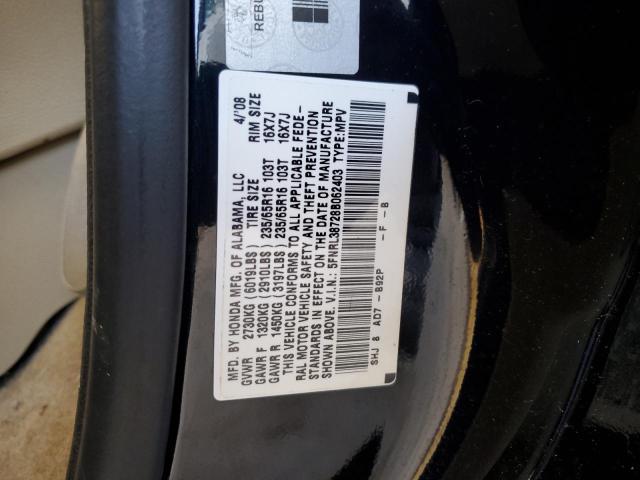 5FNRL38728B062403 - 2008 HONDA ODYSSEY EXL BLACK photo 12