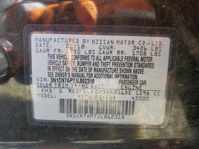 3N1CN7AP7JL862318 - 2018 NISSAN VERSA S 黑色 照片 13