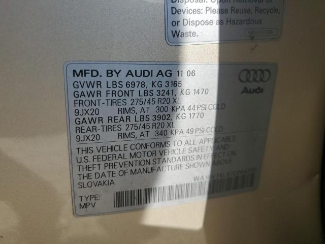 WA1BV74L57D064233 - 2007 AUDI Q7 4.2 QUATTRO PREMIUM GOLD photo 12