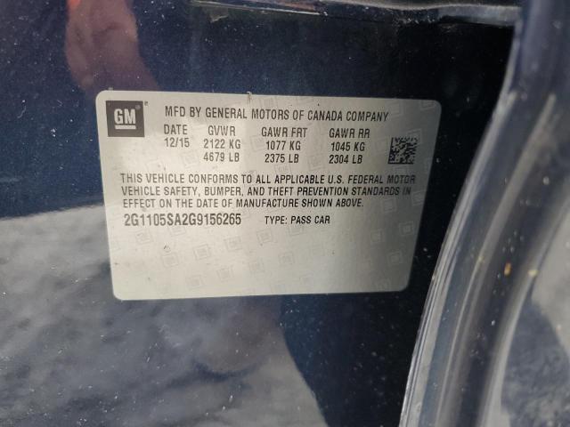 2G1105SA2G9156265 - 2016 CHEVROLET IMPALA LT ლურჯი ფოტო 13