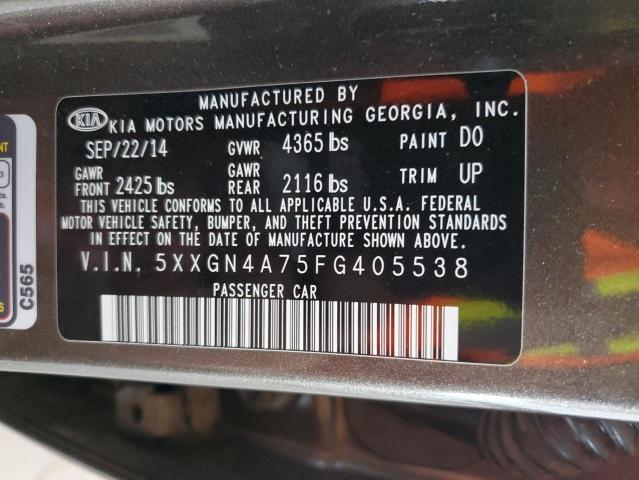 5XXGN4A75FG405538 - 2015 KIA OPTIMA EX GRAY photo 12