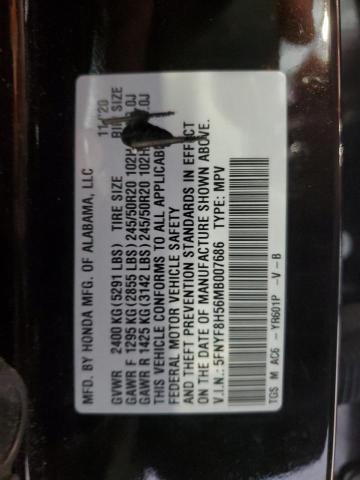 5FNYF8H56MB007686 - 2021 HONDA PASSPORT EXL Чорний фото 13