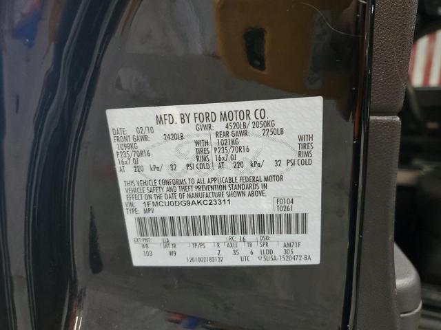 1FMCU0DG9AKC23311 - 2010 FORD ESCAPE XLT 黑色 照片 13