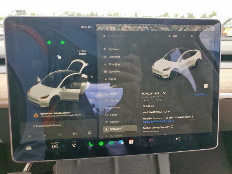 5YJYGDEE8MF140654 - 2021 TESLA MODEL Y WHITE photo 9