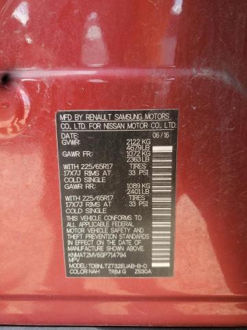 KNMAT2MV6GP714794 - 2016 NISSAN ROGUE S BURGUNDY photo 12