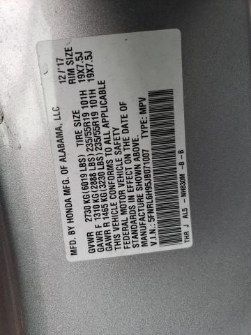 5FNRL6H95JB071007 - 2018 HONDA ODYSSEY ELITE Plata foto 13