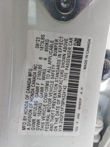 2HGFE1F79PH324142 - 2023 HONDA CIVIC EX Biały zdjęcie 12