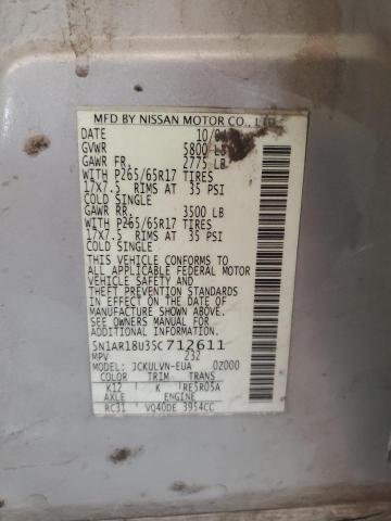 5N1AR18U35C712611 - 2005 NISSAN PATHFINDER LE Արծաթագույն լուսանկար 13