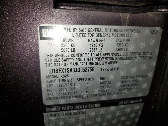 LRBFX1SA3JD053768 - 2018 BUICK ENVISION ESSENCE იასამნისფერი ფოტო 13