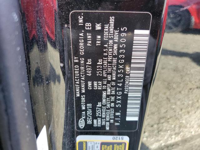 5XXGT4L35KG335095 - 2019 KIA OPTIMA LX შავი ფოტო 12