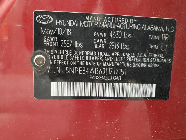 5NPE34AB6JH712151 - 2018 HYUNDAI SONATA SPORT Rot Foto 13