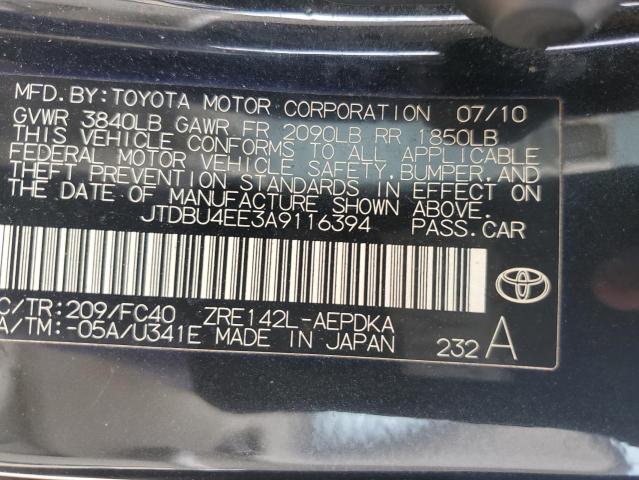 JTDBU4EE3A9116394 - 2010 TOYOTA COROLLA BASE Schwarz Foto 13