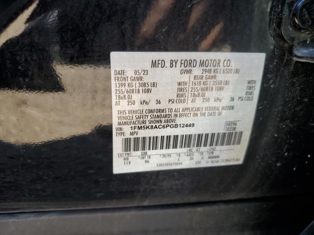 1FM5K8AC6PGB12449 - 2023 FORD EXPLORER POLICE INTERCEPTOR Negro foto 13