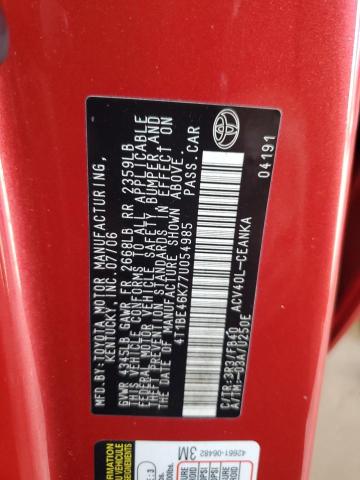 4T1BE46K77U054985 - 2007 TOYOTA CAMRY CE RED photo 12