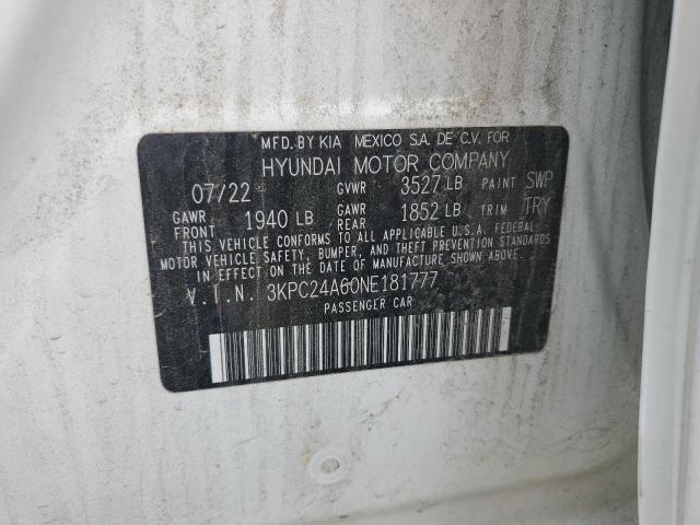 3KPC24A60NE181777 - 2022 HYUNDAI ACCENT SE 白色 照片 13